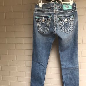 True religion jeans with teal stitching